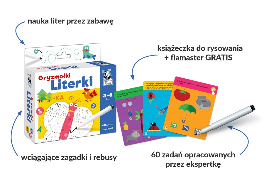 Literki. Gryzmołki - zestaw kreatywnych zadań dla dzieci w wieku 3-6 lat